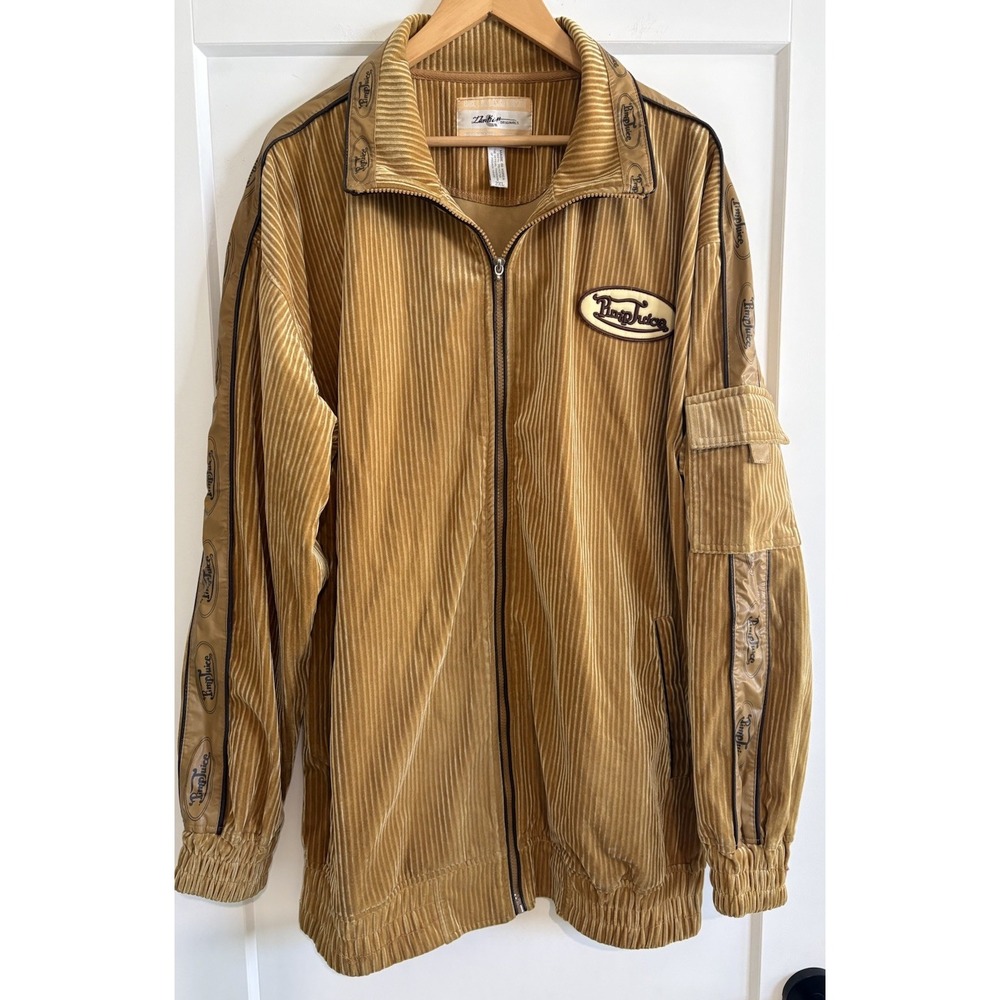 VTG Y2K Pimp Juice Nelly Corduroy Track Jacket Bare Fox Hip Hop Brown Men 2XL